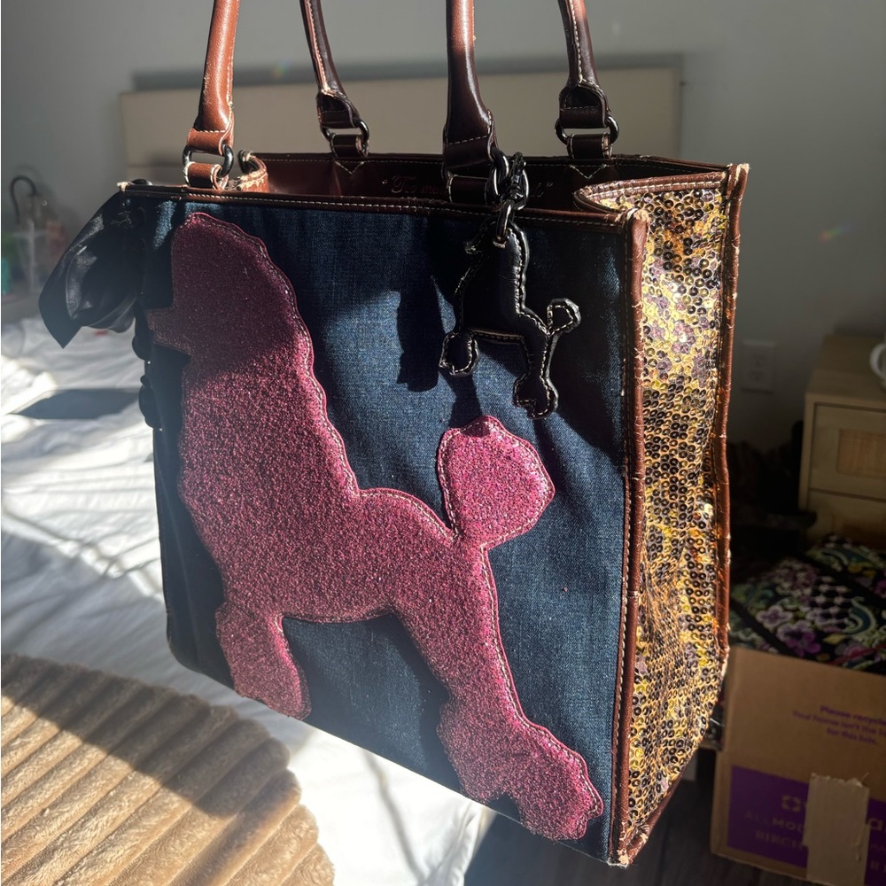 RARE VINTAGE Y2K Beverly Feldman Pink Poodle Tote🐩